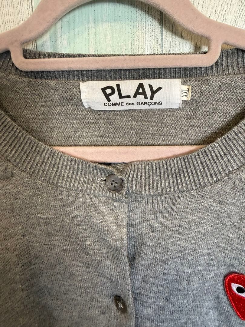 PLAY CDG ハートワッペン カーディガン グレー レディースXL
