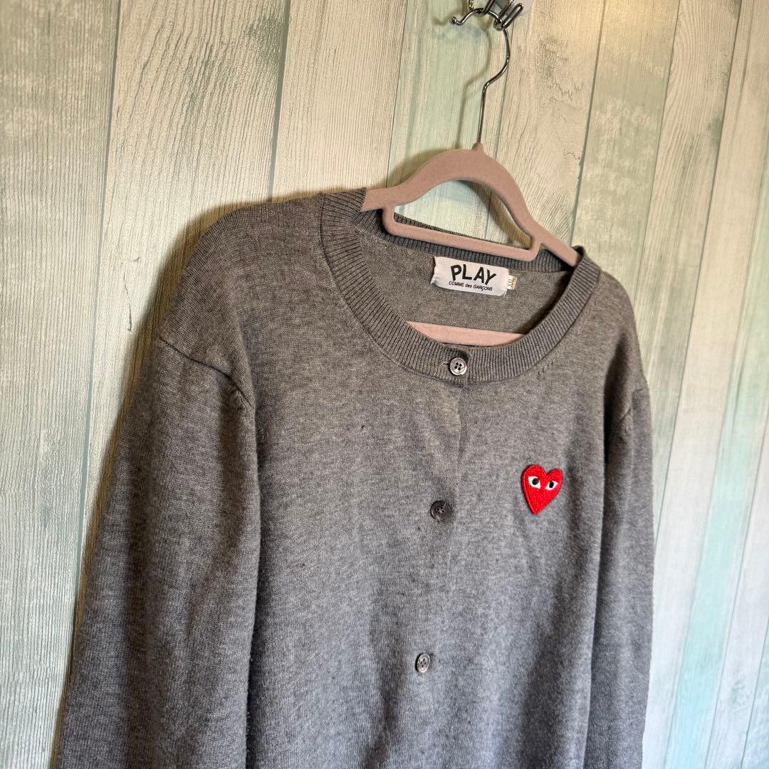 PLAY CDG ハートワッペン カーディガン グレー レディースXL