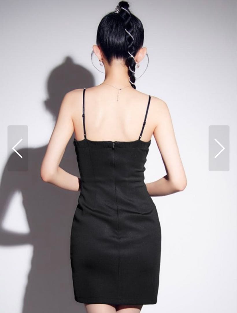 【最終SALE‼️】サイドシアービジューキャミミニドレス