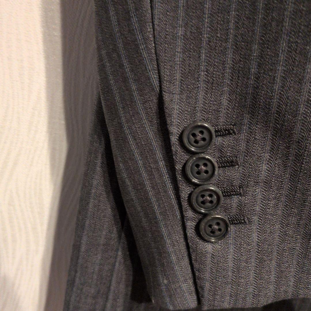 HERMES イタリア製 ダークグレー ストライプ ビジネスジャケット
