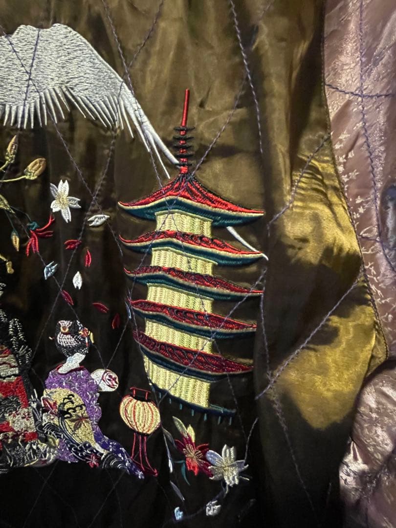 リバーシブルスカジャン （鶴/芸者✕五重塔)