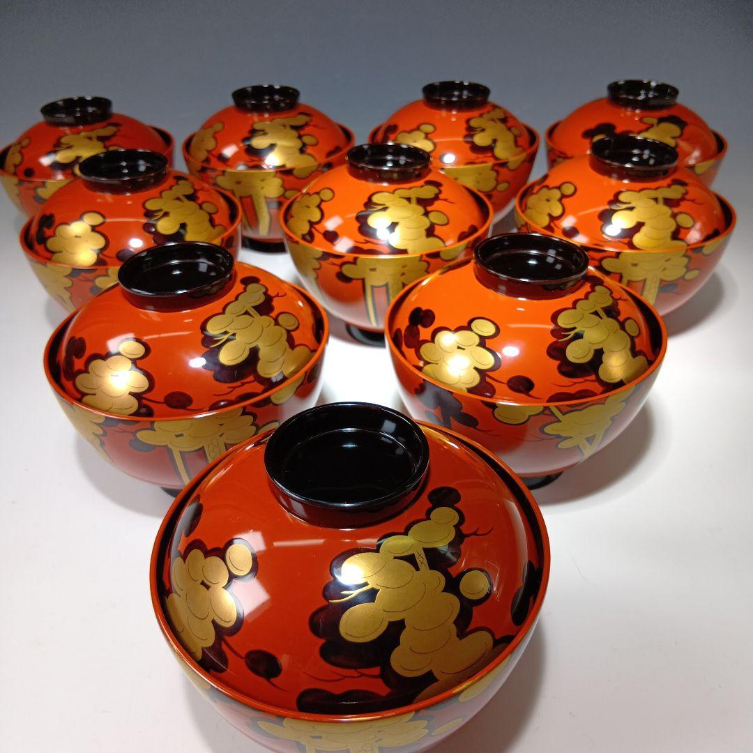 最終値下げ時代物　輪島塗　吸物椀10客　共箱