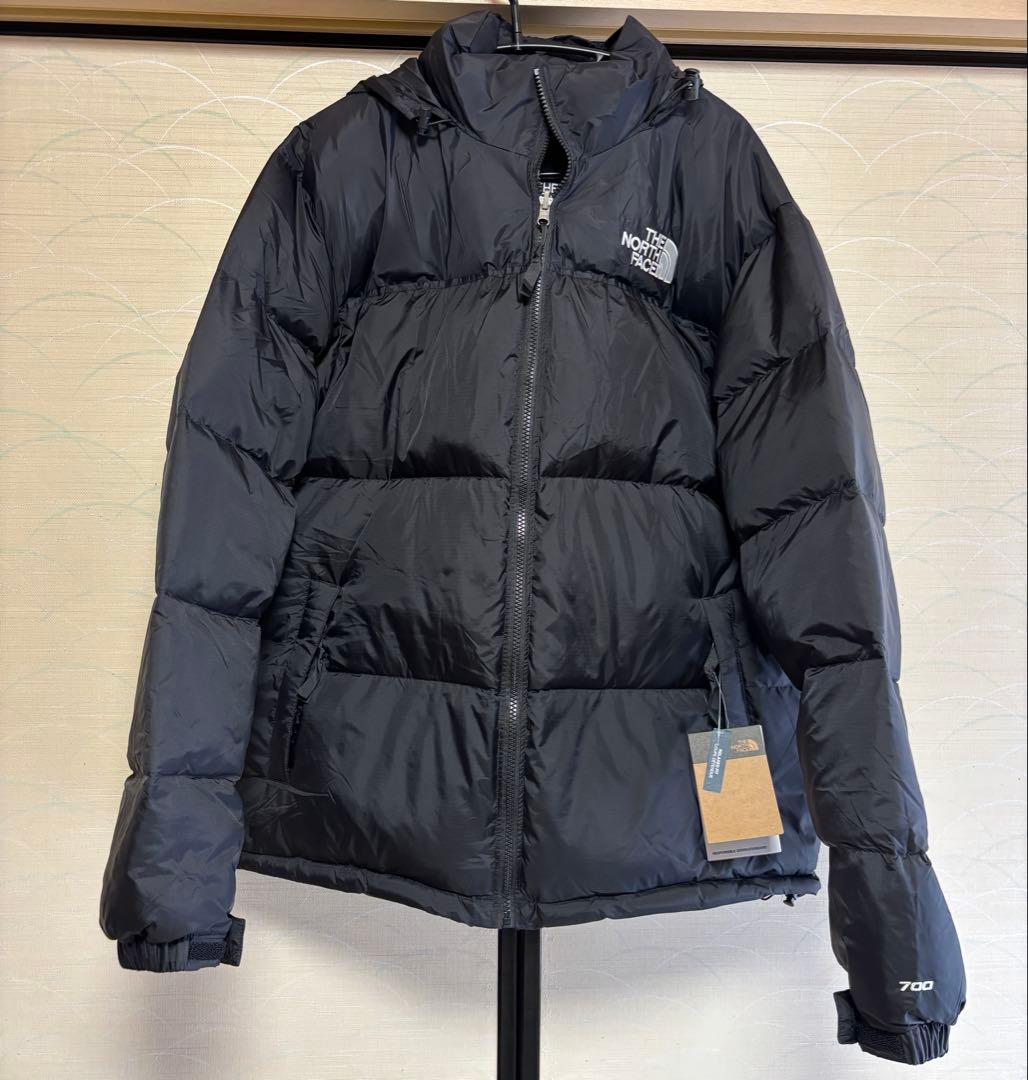 新品ザノースフェイス ダウンジャケット フード付き　L(日本XL相当)黒
