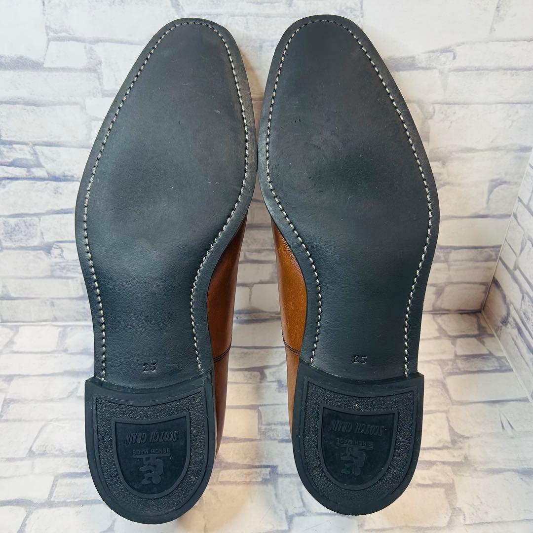 未使用級 SCOTCH GRAIN ストレートチップ 内羽根 ブラウン 25cm