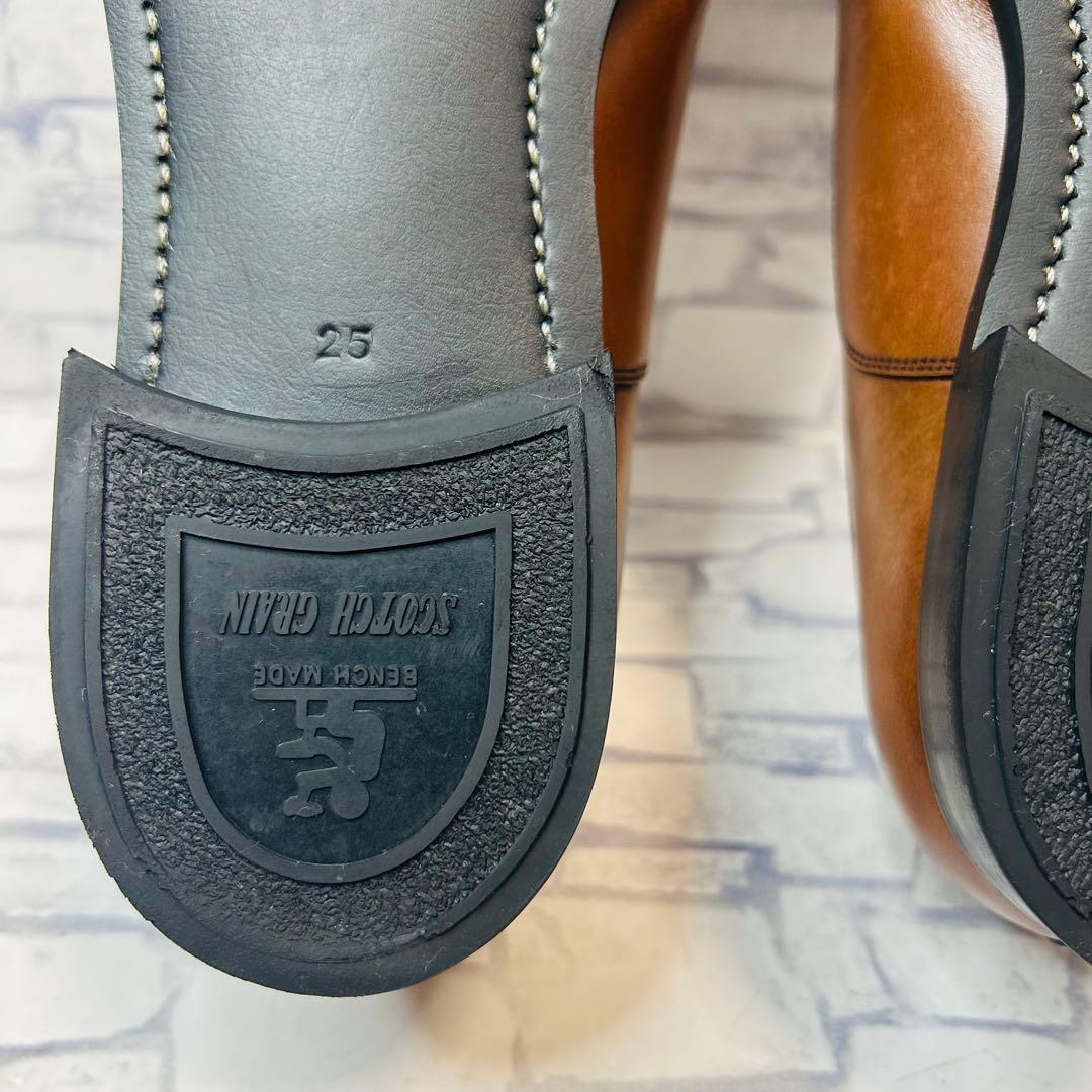 未使用級 SCOTCH GRAIN ストレートチップ 内羽根 ブラウン 25cm