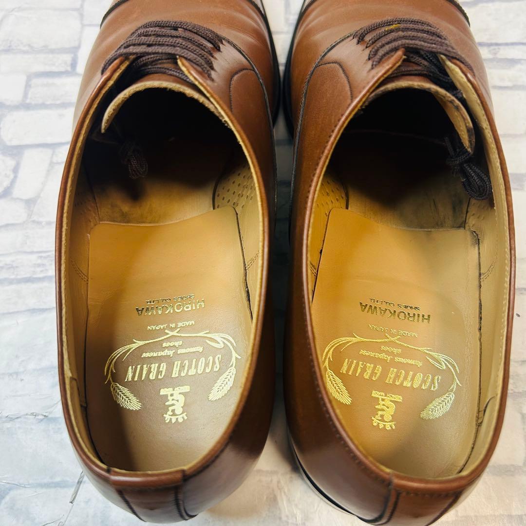 未使用級 SCOTCH GRAIN ストレートチップ 内羽根 ブラウン 25cm