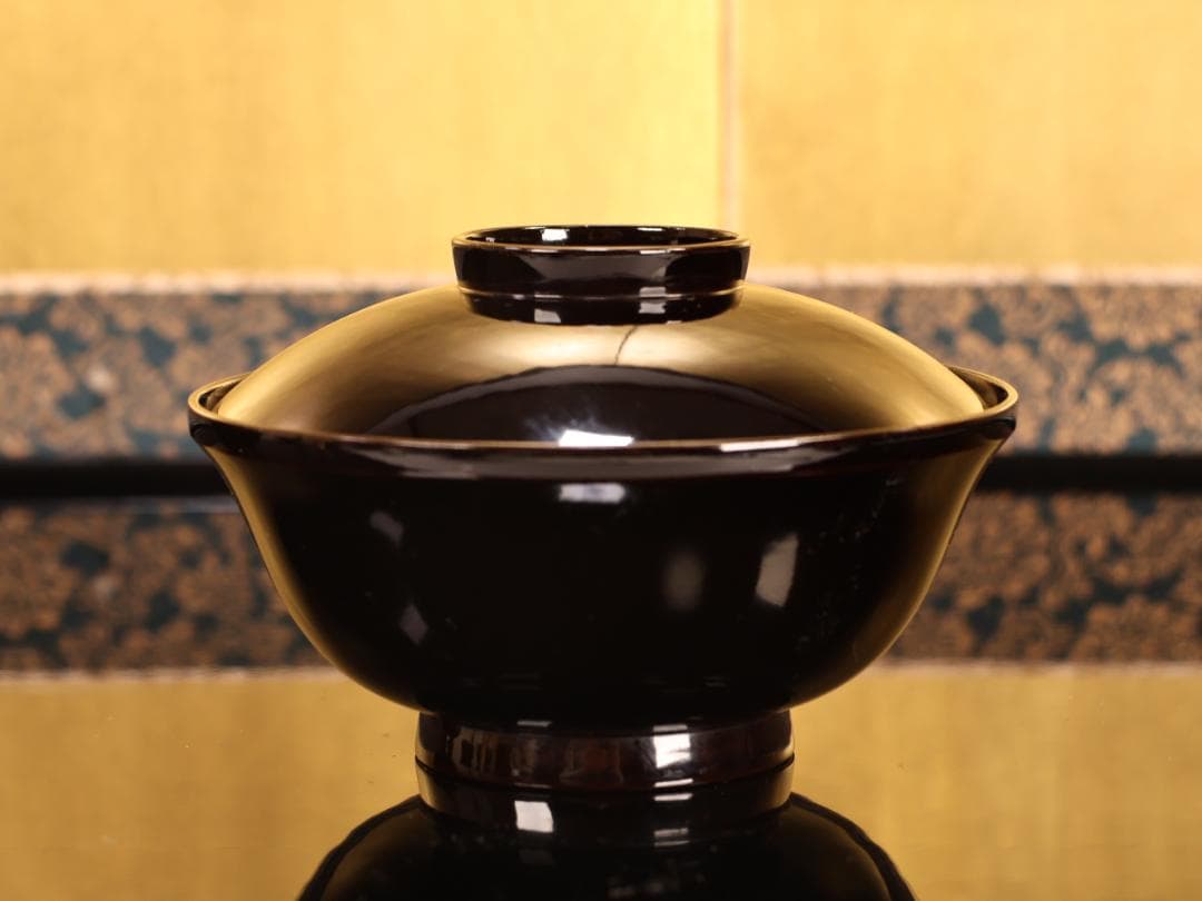 BK407　時代輪島塗　宝船図金蒔絵　波千鳥　吸物椀　1客　木製　茶道具 懐石