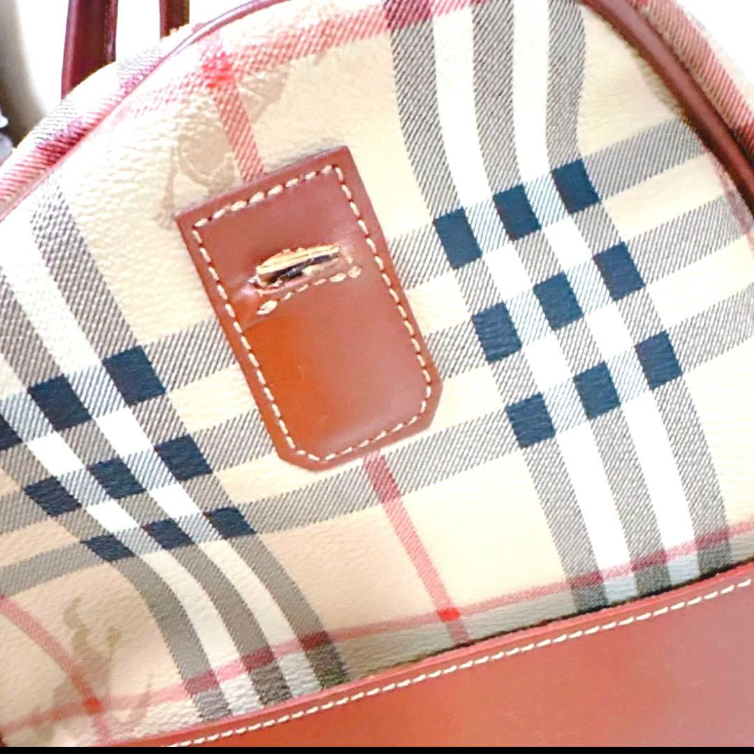 希少バーバリーロンドンノバチェックホースロゴレザー南京錠カギPVC大容量レア人気