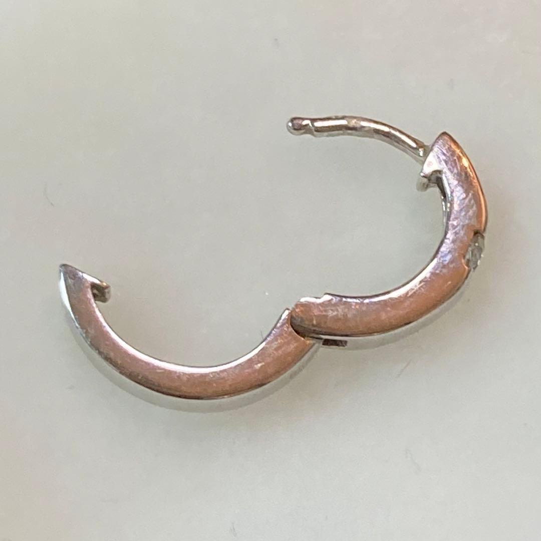 シンプルフープピアス K18WG 片耳用 ダイヤ付き