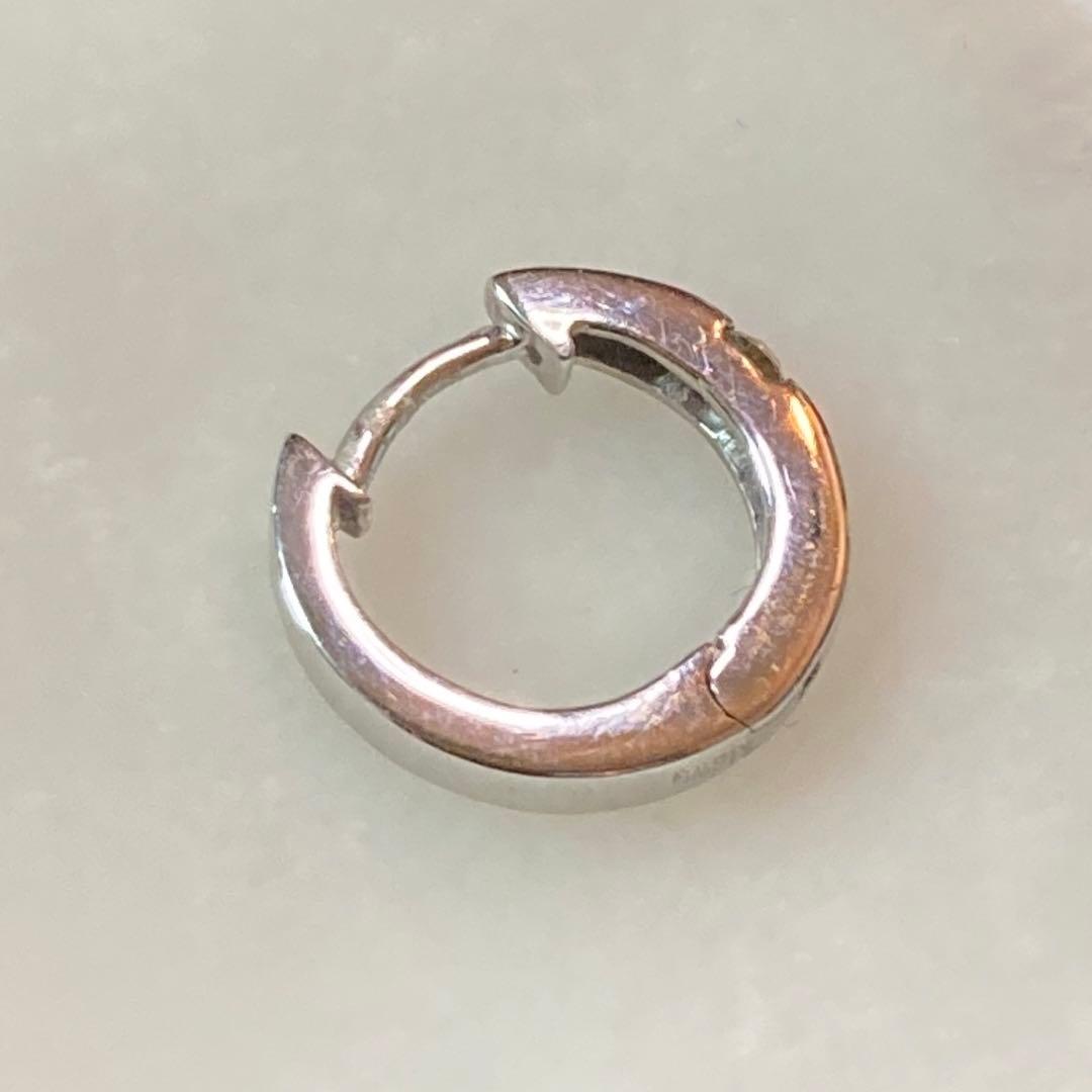 シンプルフープピアス K18WG 片耳用 ダイヤ付き