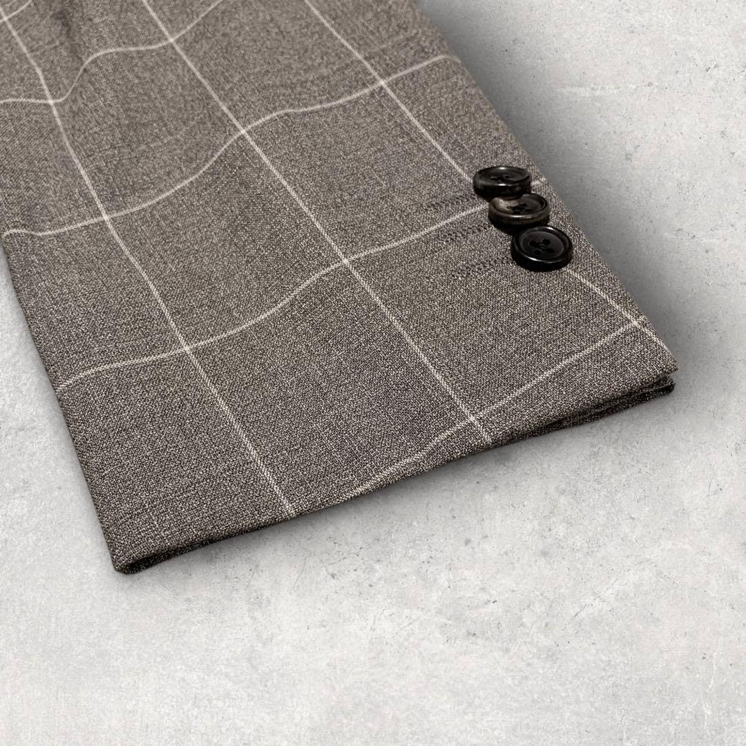 ONLY セットアップシングルスーツ REDA生地 チェック柄 ブラウン