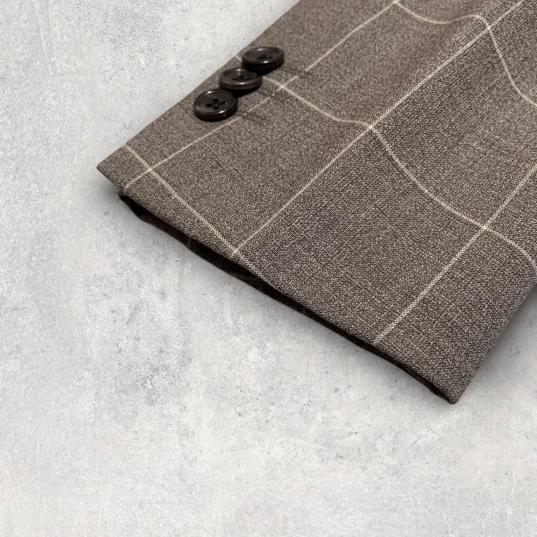 ONLY セットアップシングルスーツ REDA生地 チェック柄 ブラウン