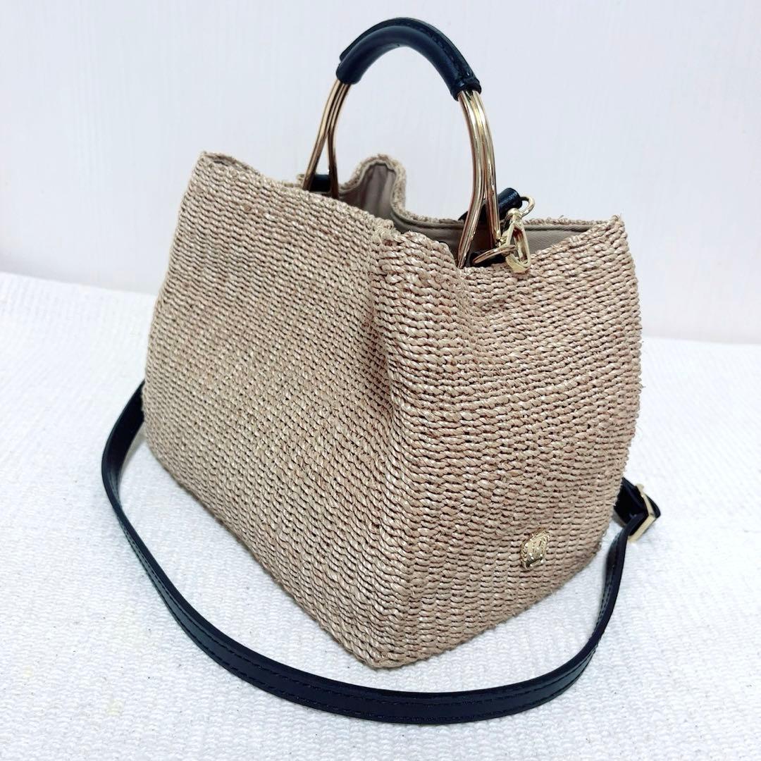 VIOLAd'ORO ヴィオラドーロ　2wayカゴバッグ　アバカ　スクエア型