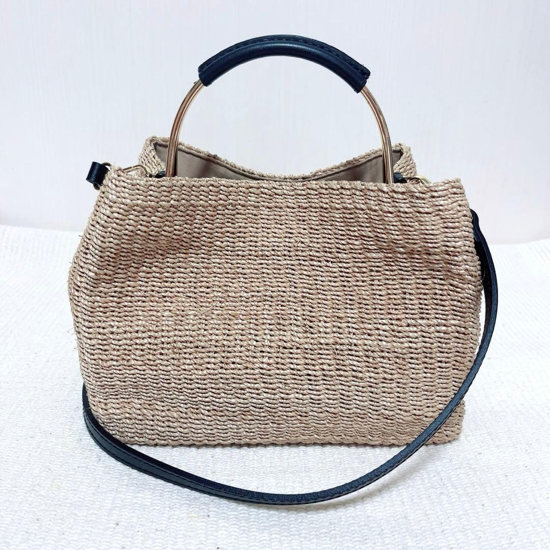 VIOLAd'ORO ヴィオラドーロ　2wayカゴバッグ　アバカ　スクエア型