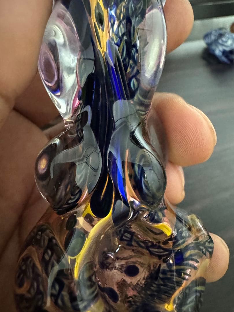 工芸品 Gold blue lumpy pipe