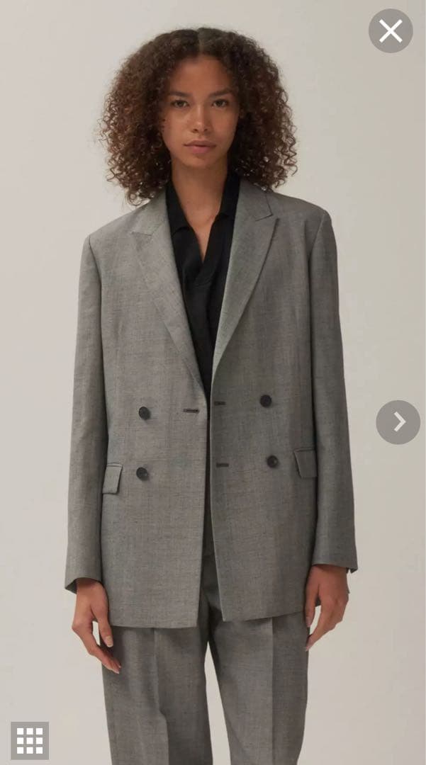 ATON WOOL LINEN SHARKSKIN | ダブルジャケット グレー