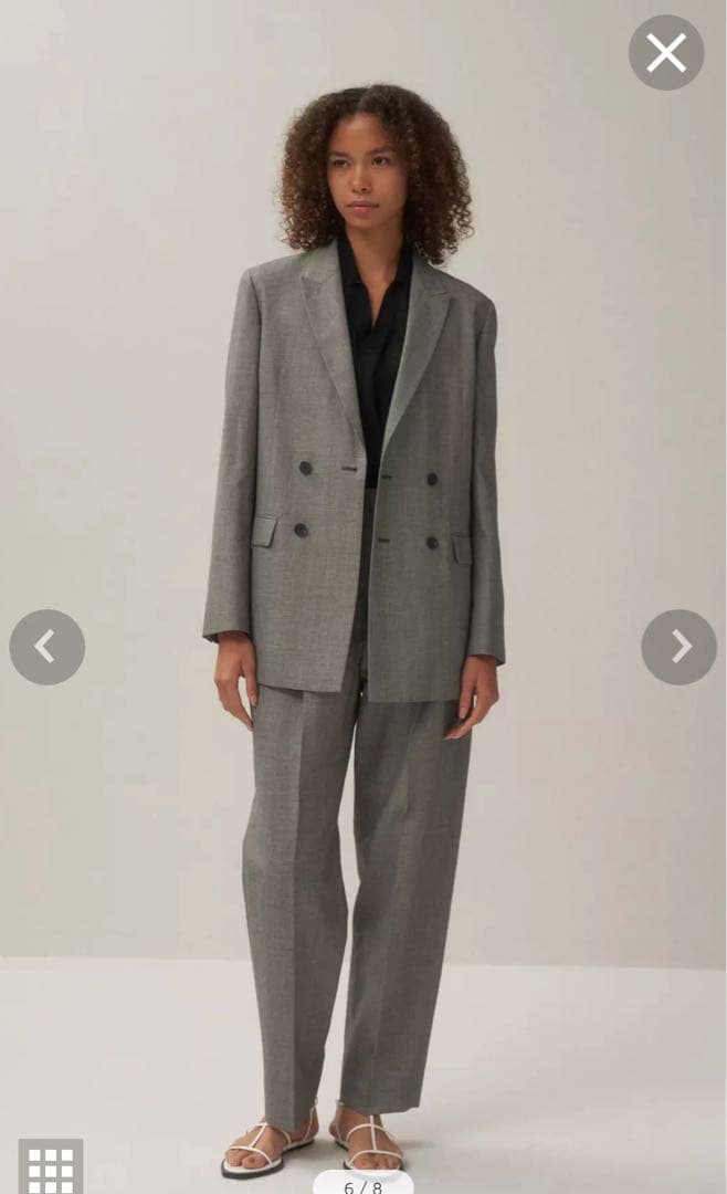 ATON WOOL LINEN SHARKSKIN | ダブルジャケット グレー