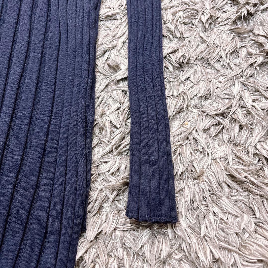 希少✨マディソンブルー リブニット Vネックカーディガン 紺 羽織 シルク混