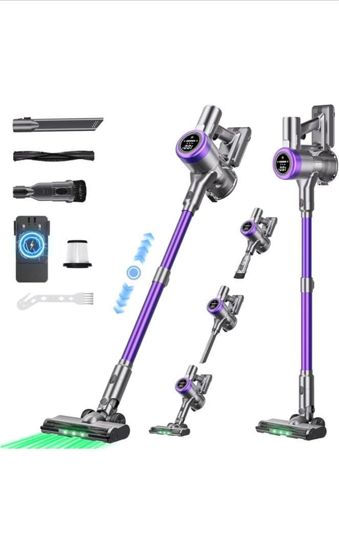 掃除機 コードレス90KPa超強力吸引・65分連続稼働自立式・低騒音・AI汚れ自