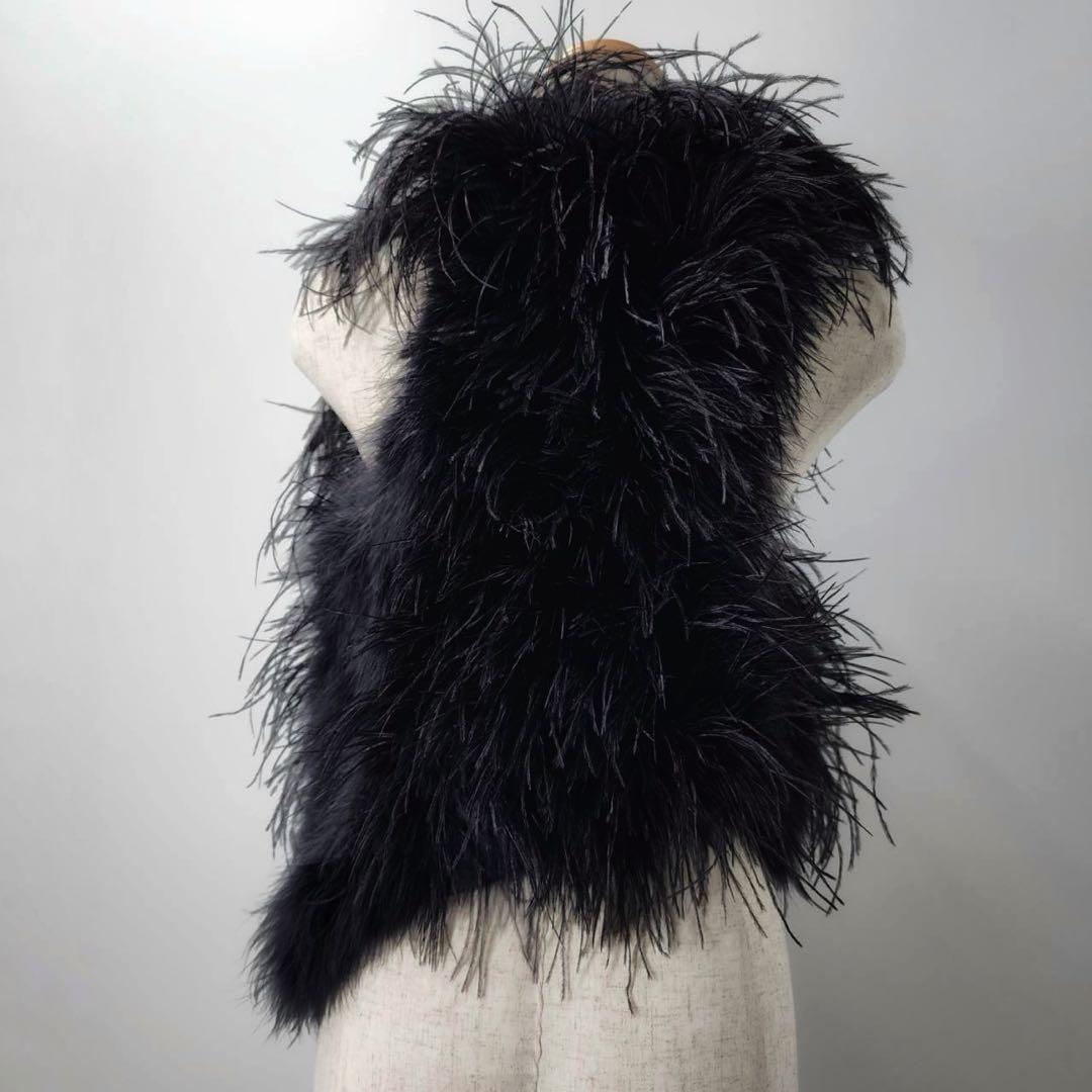 【新品未使用タグ無】if six was nine フェザー＆レザーベスト ジレ