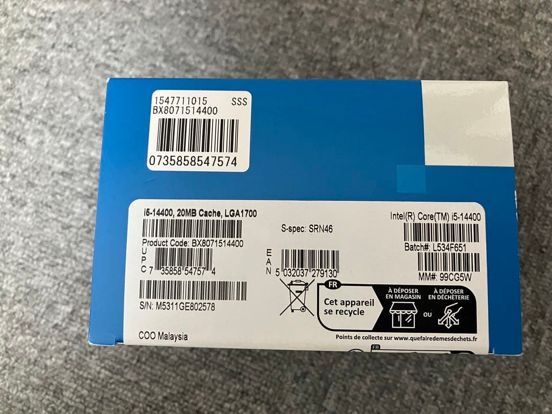 Intel Core i5 14400 GPU内蔵 新品未開封
