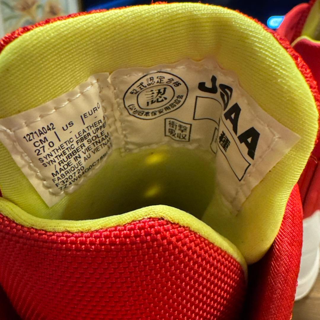 アシックス 赤 ハイカット安全靴