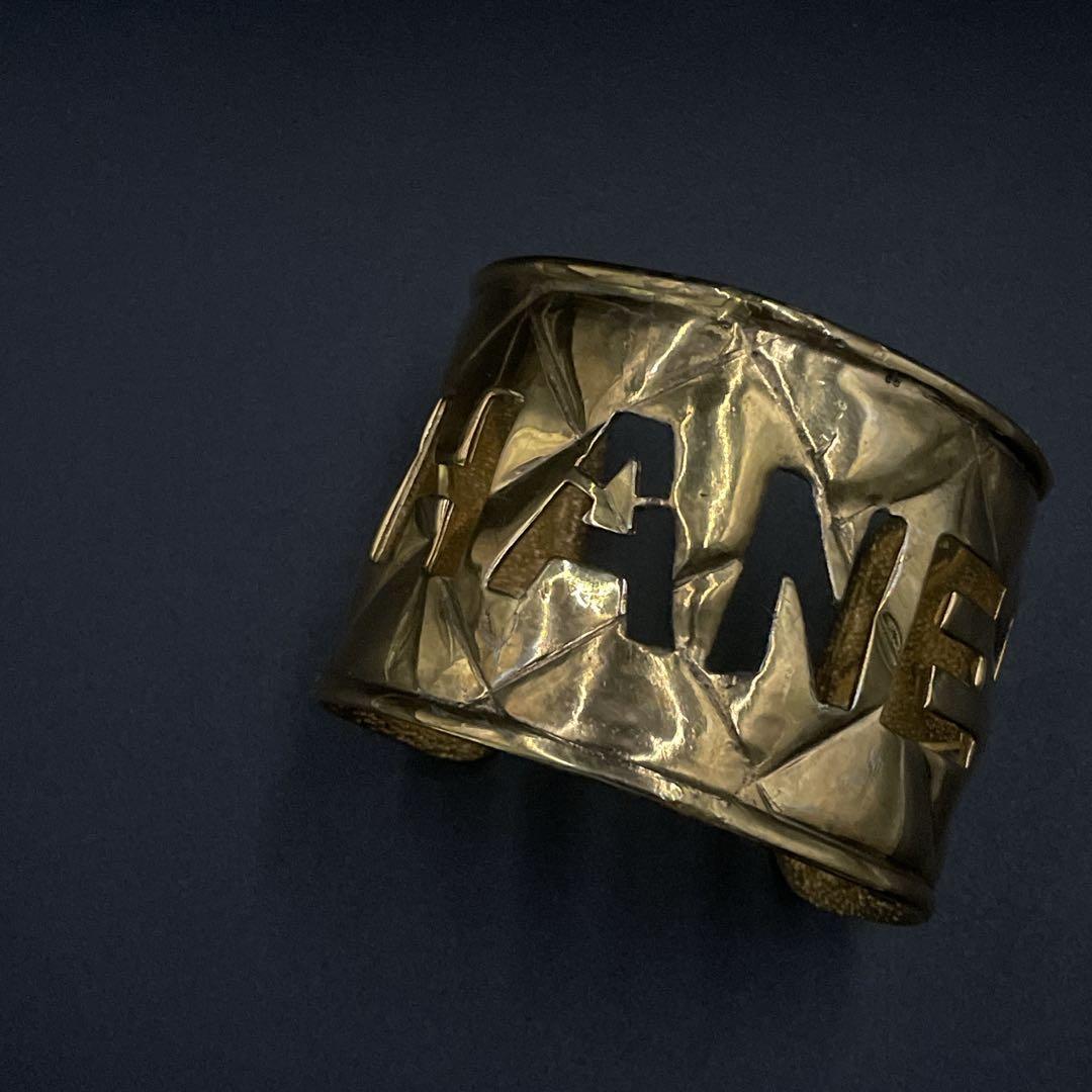 入手困難　鑑定済み　オールド　シャネル　バングル　マトラッセ　ロゴ　ゴールド