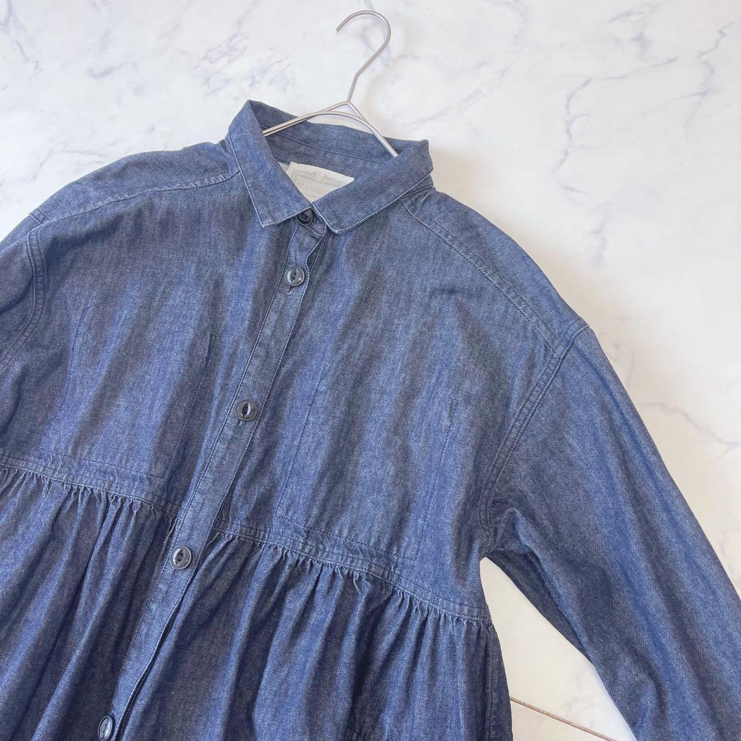 【美品】BEARDSLEYデニム フリル ティアード ブラウス インディゴ