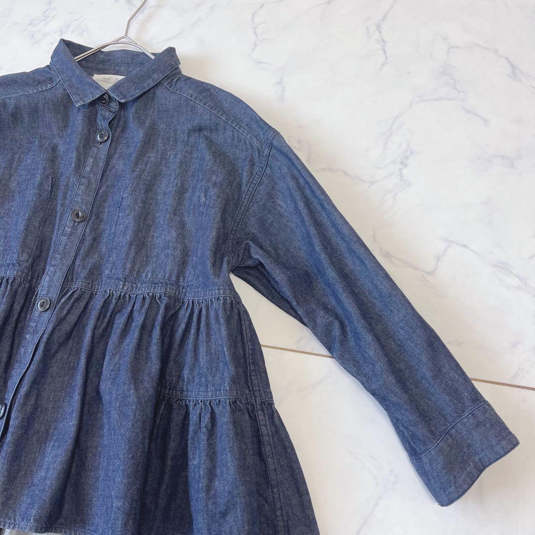 【美品】BEARDSLEYデニム フリル ティアード ブラウス インディゴ