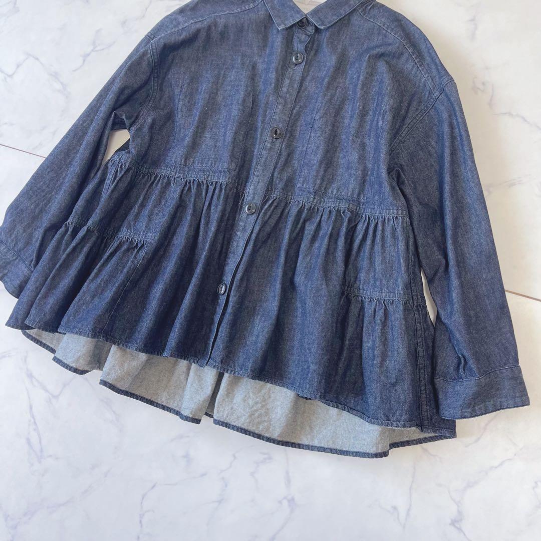 【美品】BEARDSLEYデニム フリル ティアード ブラウス インディゴ