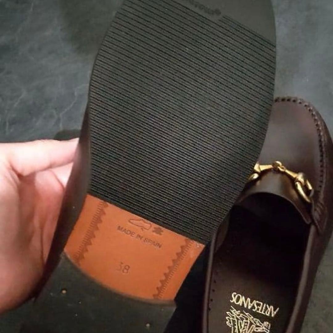 新品同様　前足裏張済 アルテサノス ビットローファー 38 ブラウン 24.5