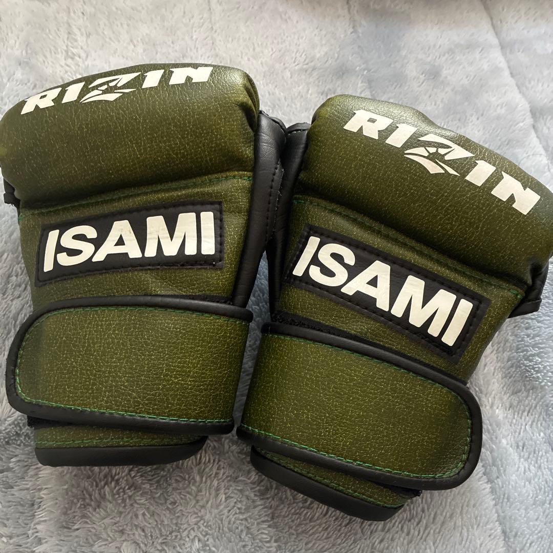 RIZIN ISAMI オープンフィンガーグローブ 緑