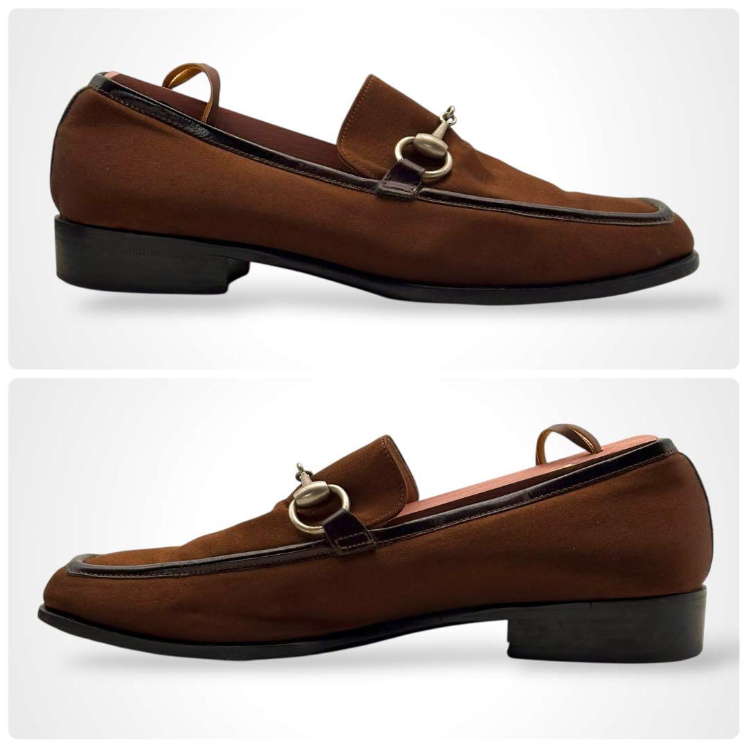 希少✨GUCCI グッチ ホースビット ローファー サテン ブラウン 6 1/2