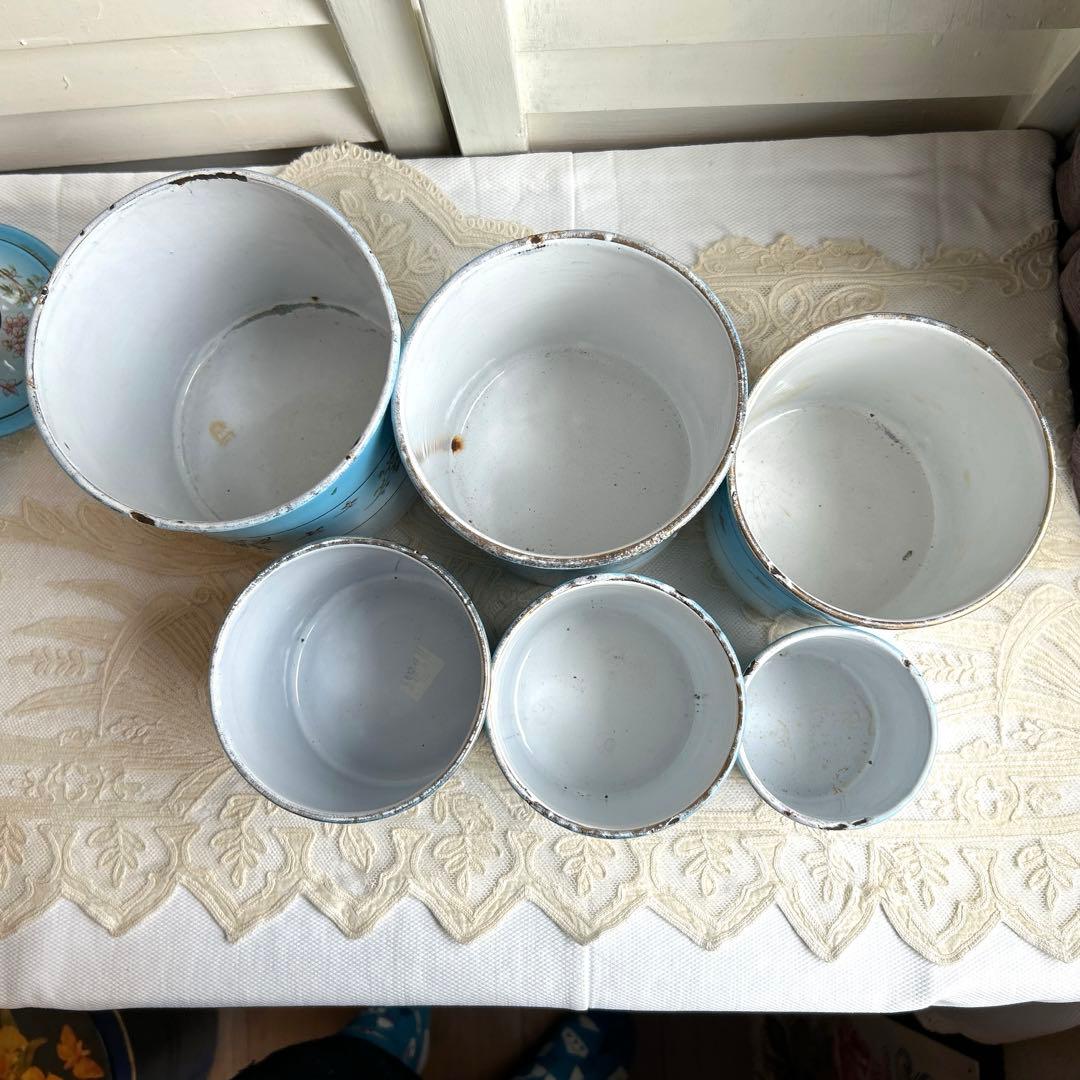 お値下げしました‼️ フランスアンティーク　ホーローキャニスター6 個set