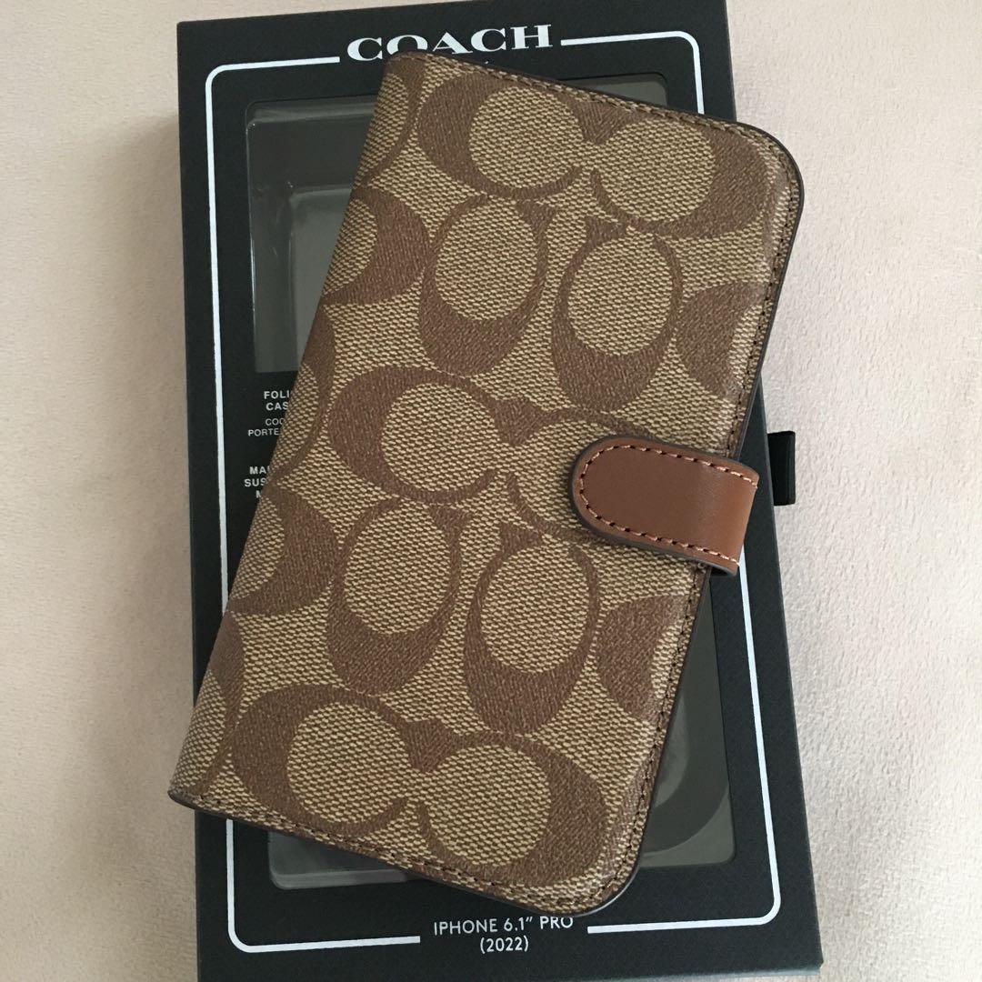 新品　COACH コーチ iPhone 14Pro ケース　手帳 ブラウン