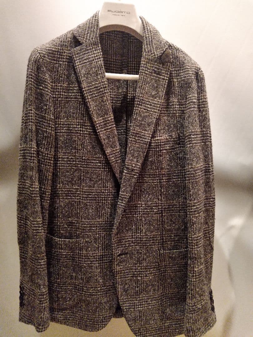 イタリアFUGATOフガートグレンチェックジャケット/ブラウン
