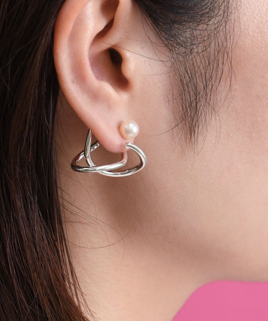 e.m.ピアス ノットピアス パール キャッチ シルバー