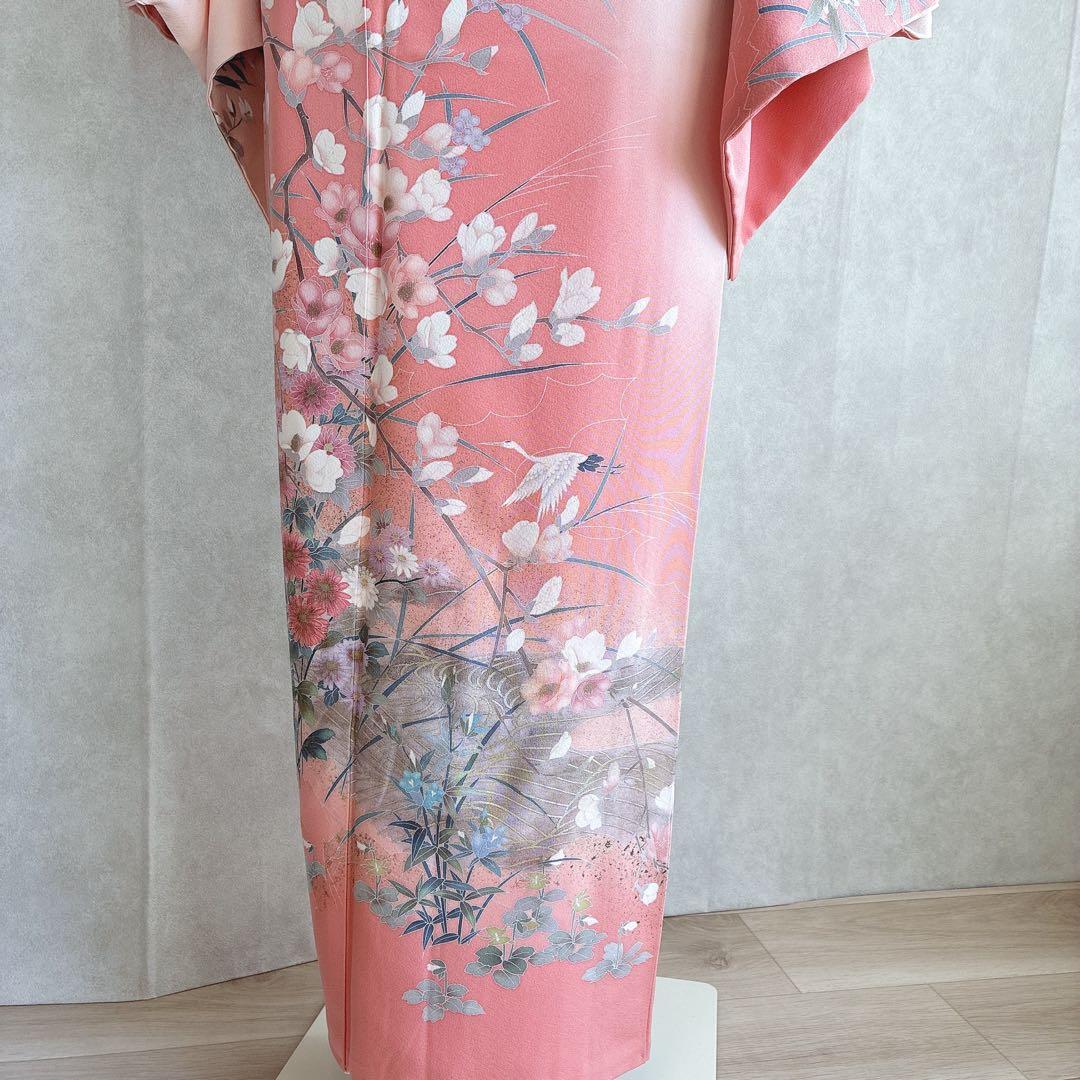 訪問着　フルセット　着物　正絹　入学式　友禅　スモールサイズ　Sサイズ　鶴　G4