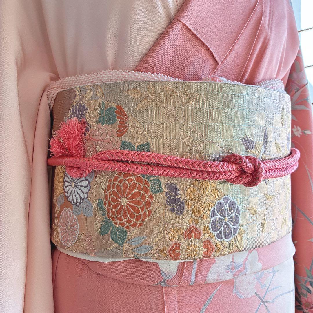 訪問着　フルセット　着物　正絹　入学式　友禅　スモールサイズ　Sサイズ　鶴　G4