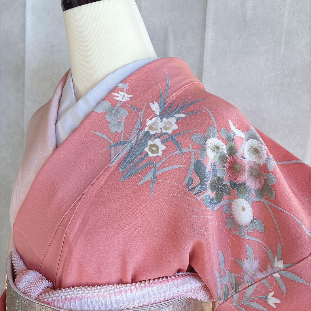 訪問着　フルセット　着物　正絹　入学式　友禅　スモールサイズ　Sサイズ　鶴　G4