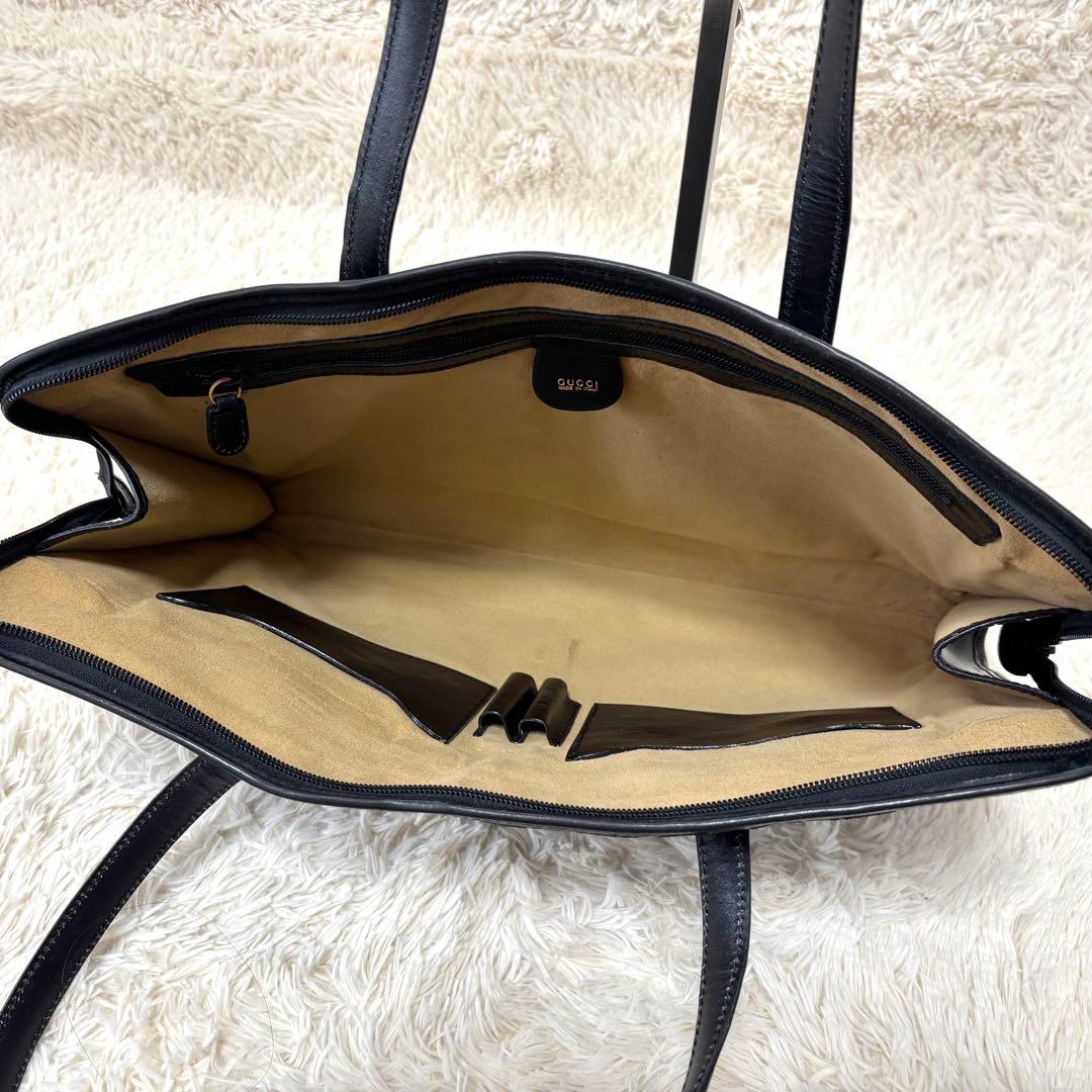 GUCCI グッチ キャンバス GG柄 シマ 黒 トートバッグ ビジネス 肩掛け