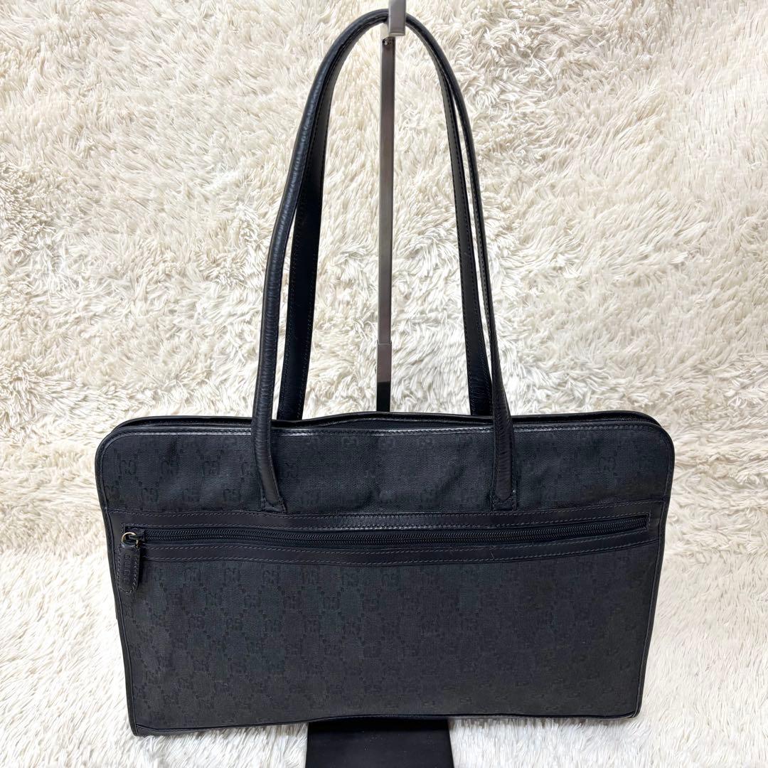GUCCI グッチ キャンバス GG柄 シマ 黒 トートバッグ ビジネス 肩掛け