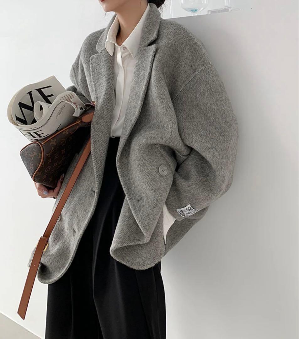 ダブルブレストウールブレンドコート　GYPSOPHILA