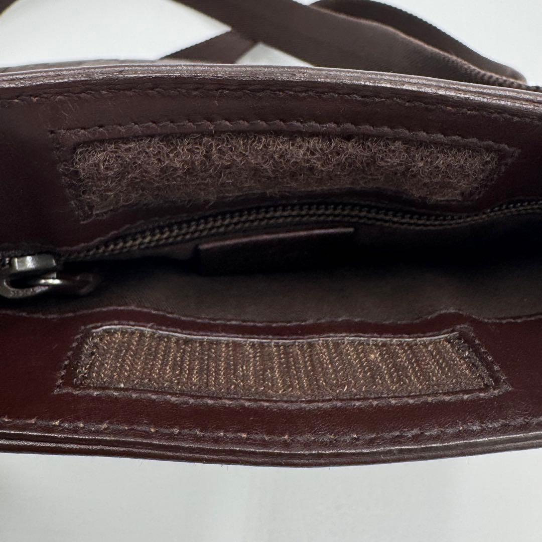 GUCCI グッチ シマ レザー ショルダーバッグ サコッシュ 斜めがけ 濃茶