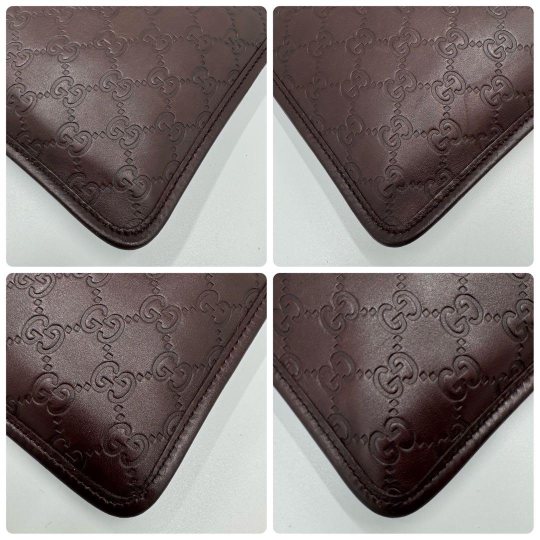 GUCCI グッチ シマ レザー ショルダーバッグ サコッシュ 斜めがけ 濃茶