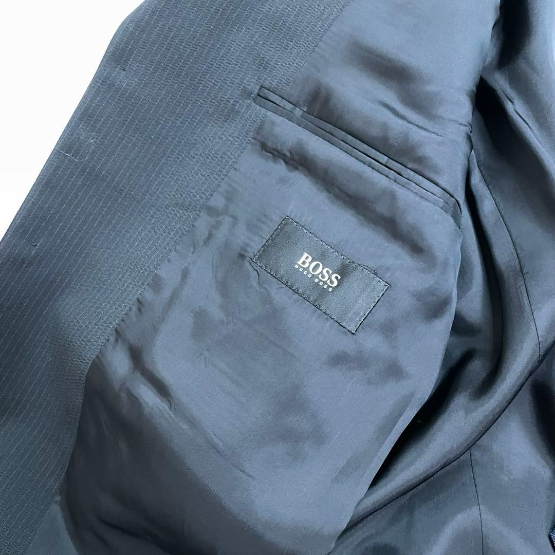 美品HUGO BOSSヒューゴボス ダークグレー ストライプ セットアップスーツ