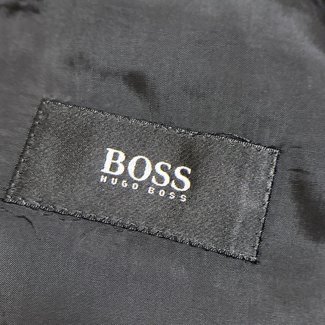 美品HUGO BOSSヒューゴボス ダークグレー ストライプ セットアップスーツ