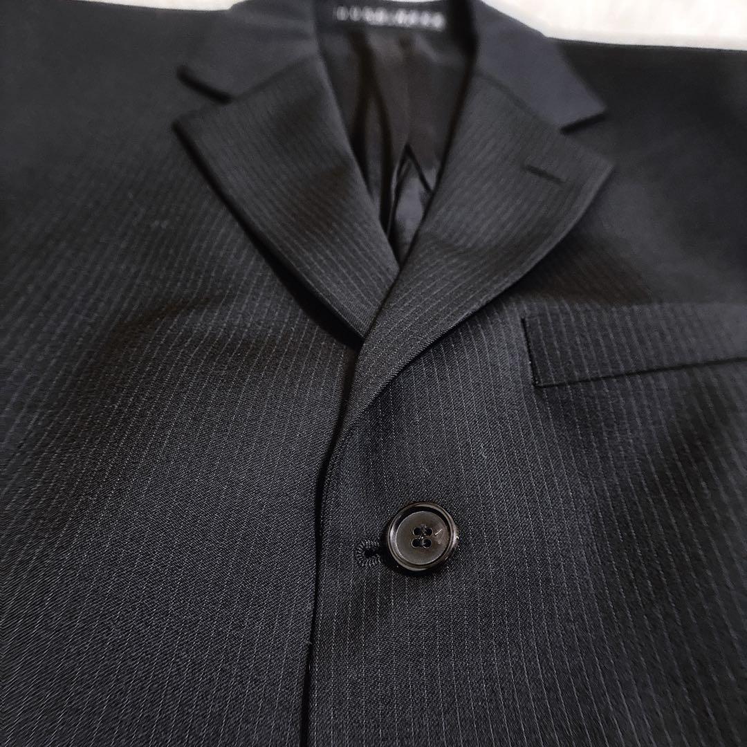 美品HUGO BOSSヒューゴボス ダークグレー ストライプ セットアップスーツ