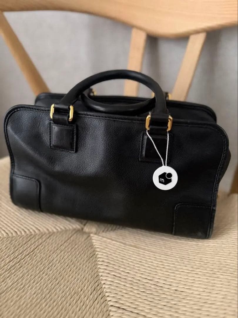 LOEWE アマソナ28 黒ブラック美品鑑定済み中古ボストンゴールドロエベ