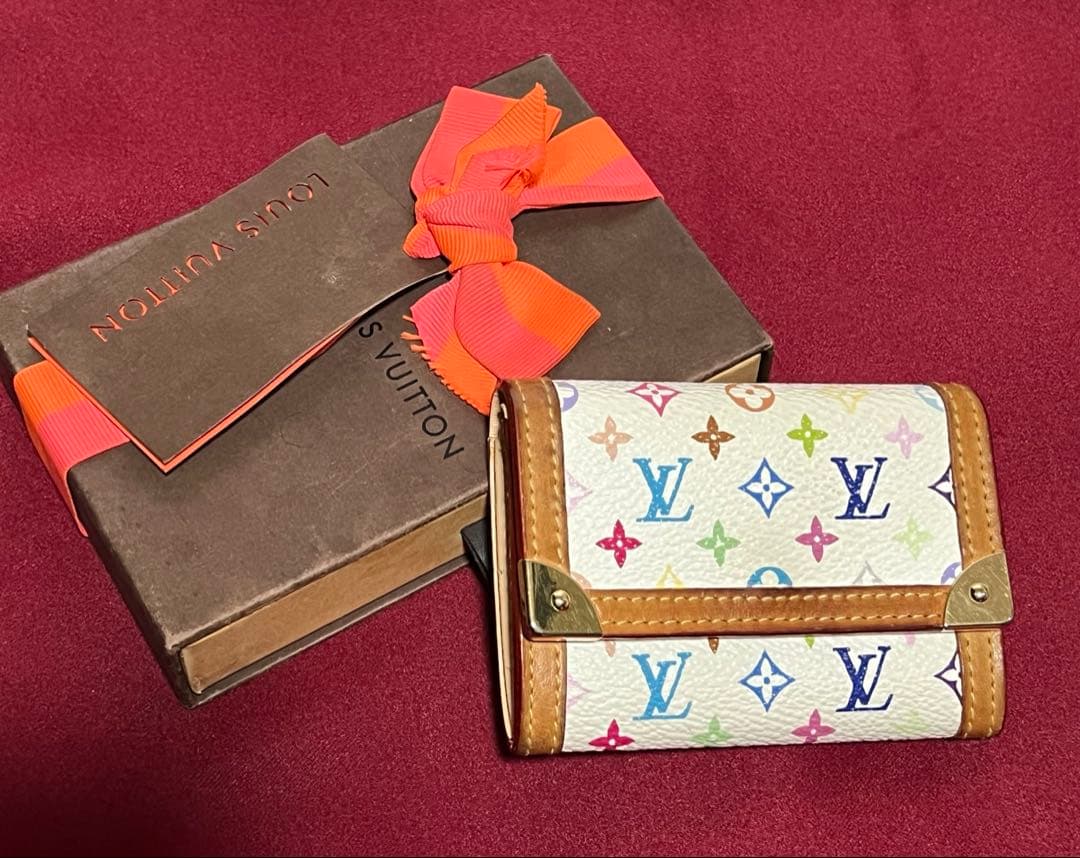 LOUIS VUITTON ポルトモネ　プラ　ケース　マルチカラー　白